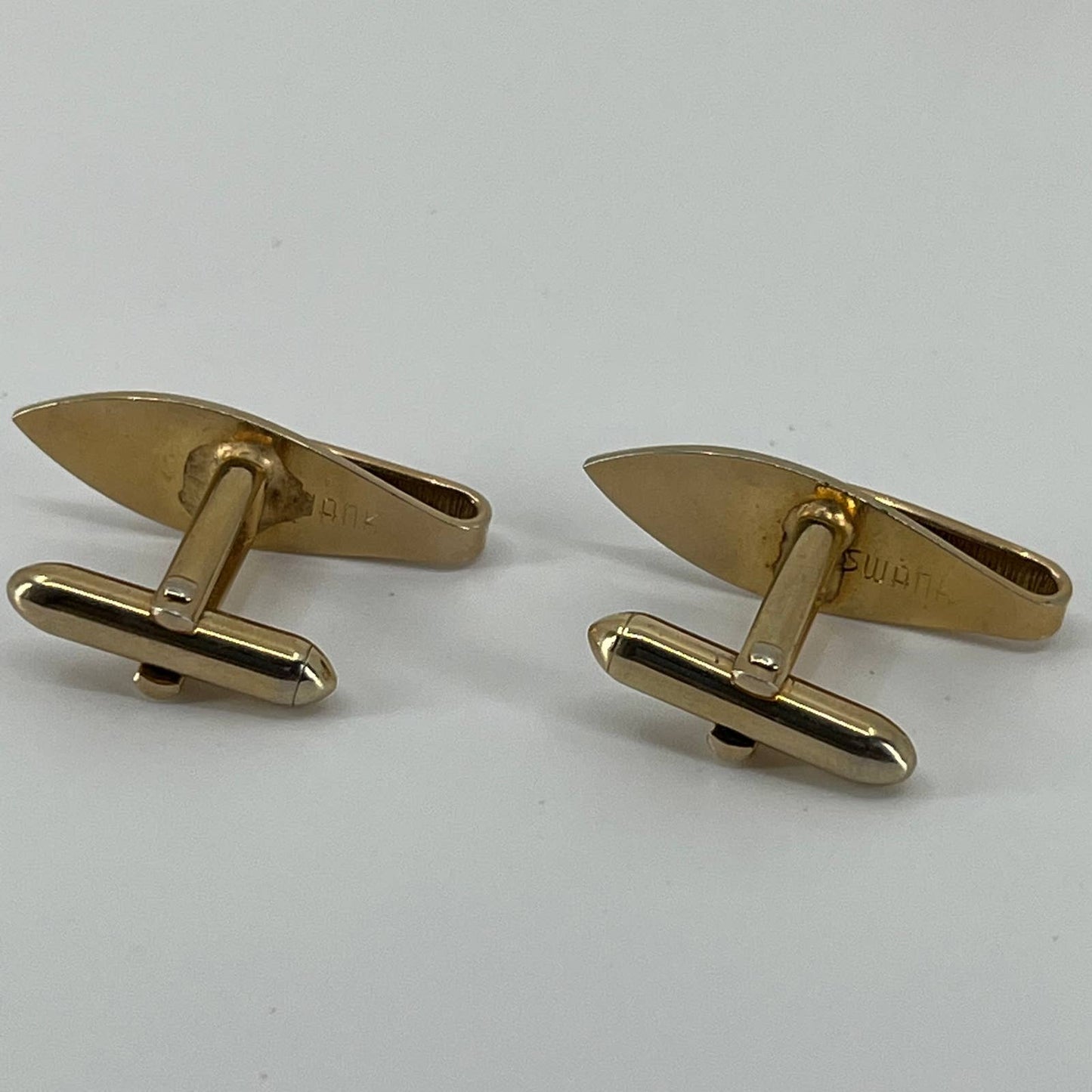 Vintage 1950s MCM MOD SWANK Cufflinks Textured Clip Gold Tone SE1