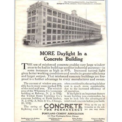 c1920 Harper's Magazine Ad Portland Cement Association Concrete Buildings TF6-1