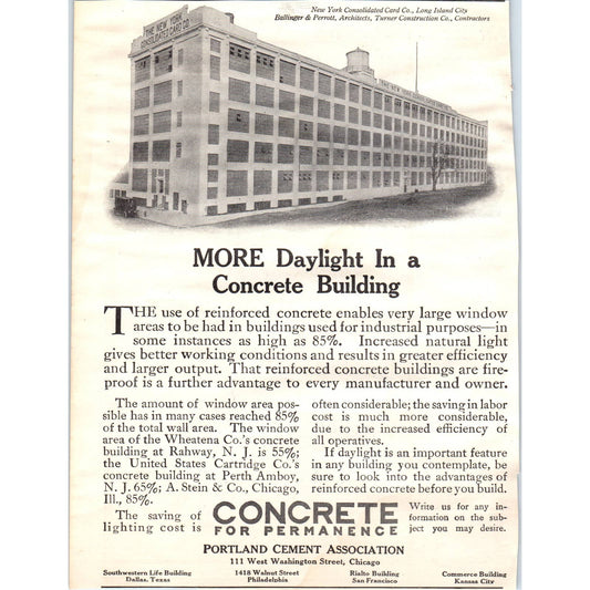 c1920 Harper's Magazine Ad Portland Cement Association Concrete Buildings TF6-1