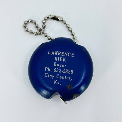 Vintage Advertising Keychain Tape Measure Lawrence Riek Clay Center KS SD2