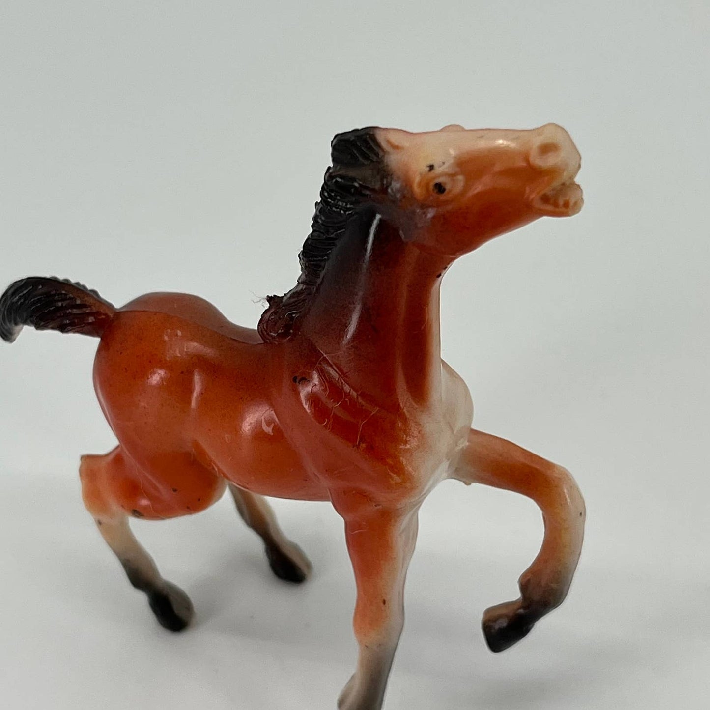 Vintage 1976 Imperial Hard Plastic Red Jasper Horse Figurine Statue GLOSS 4” TB4