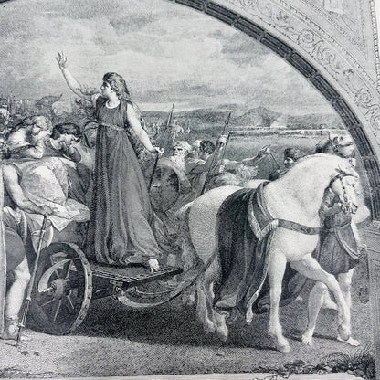 1880s Victorian Art Print Engraving Dickens BOADICEA Thomas Stothard