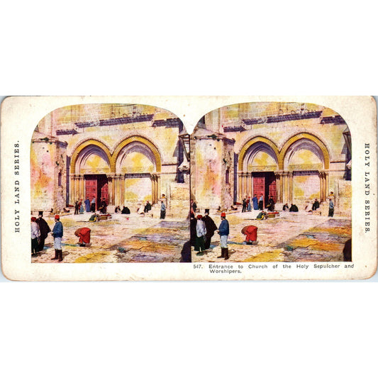 Church of Holy Sepulcher Entrance Jerusalem - Antique Stereoview Card H3-2