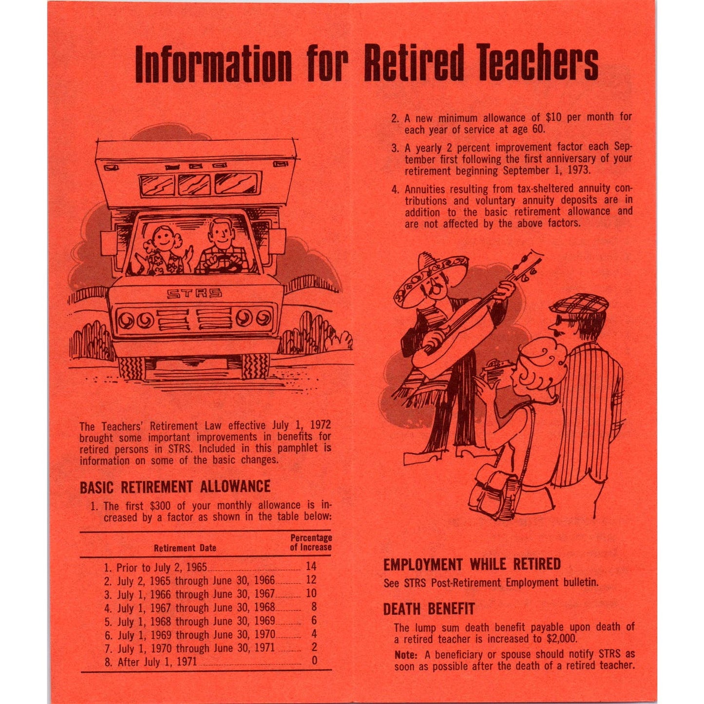 1972 STRS California Teachers Retirement Information Fold Out Brochure SF3