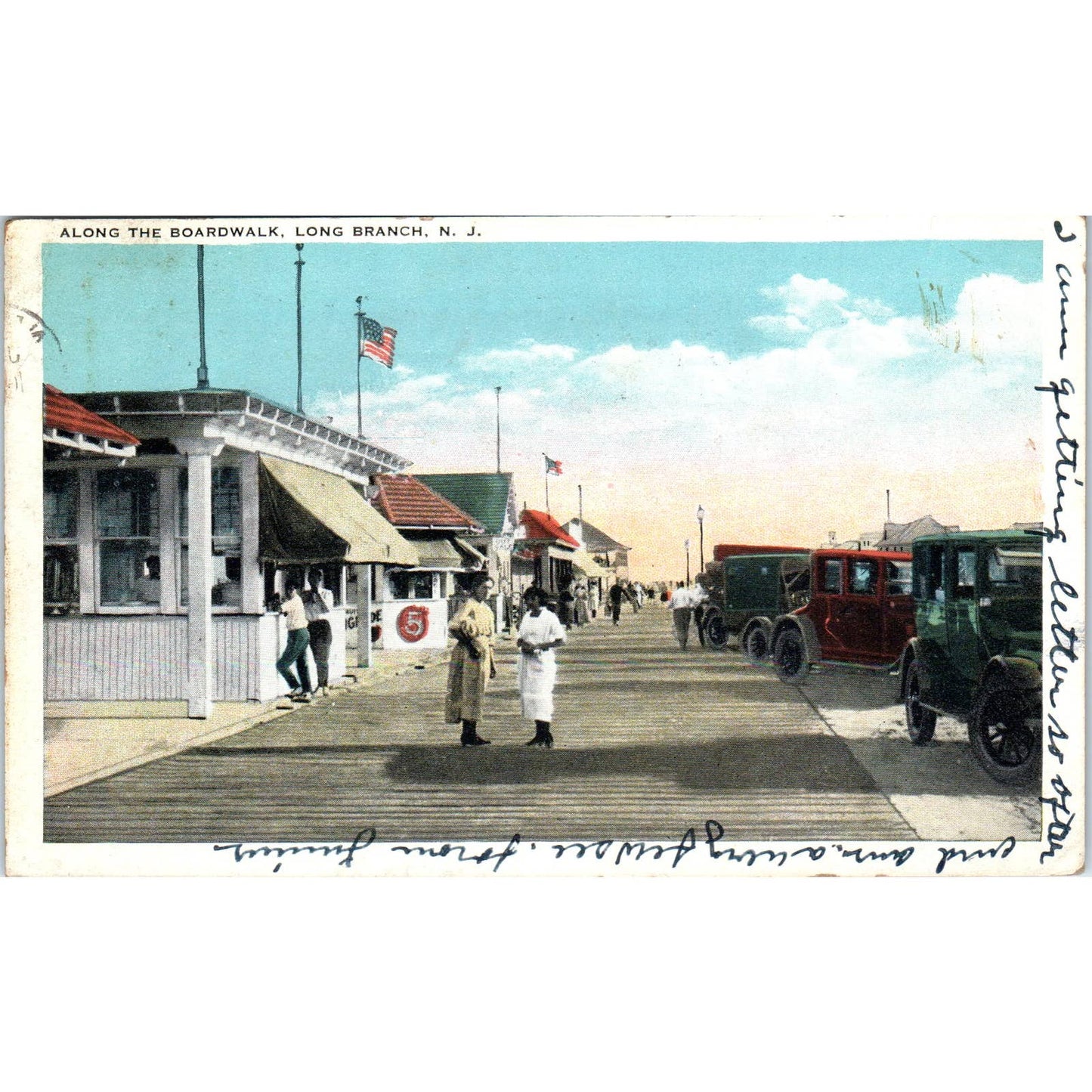 Along the Boardwalk Long Branch NJ c1910 - Original Postcard TJ9-P1