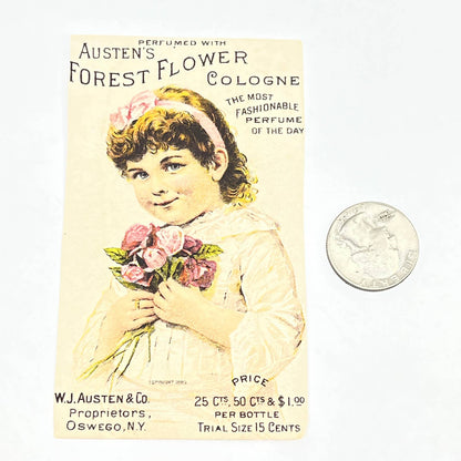 1880s Trade Card Austen's Forest Flower Cologne H. Reny Biddeford ME AC2