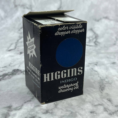 Vintage HIGGINS WATERPROOF DRAWING INK - 4305 Indigo BLUE In Box TC7