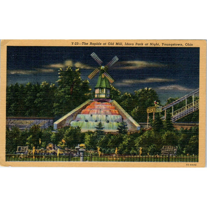 The Rapids at the Old Mill Idora Park Youngstown Ohio Original Postcard TK1-P1