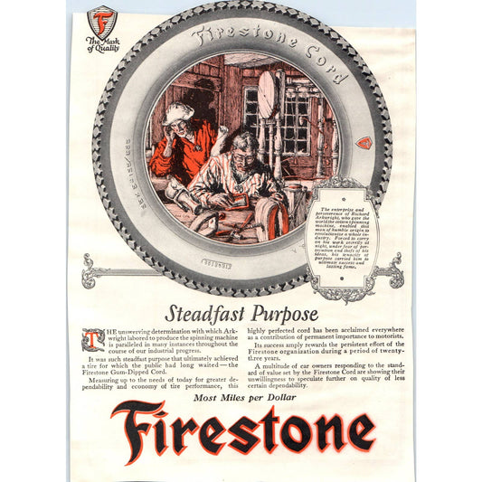 c1920 Harper's Magazine Ad - Firestone Tires Gum Dipped Cord TF6-1