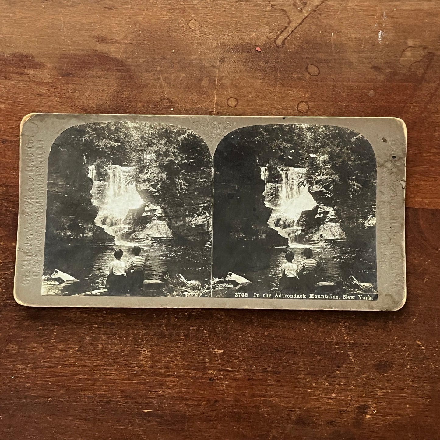 Waterfall Adirondack Mountains New York Antique Stereoview Card H2-2