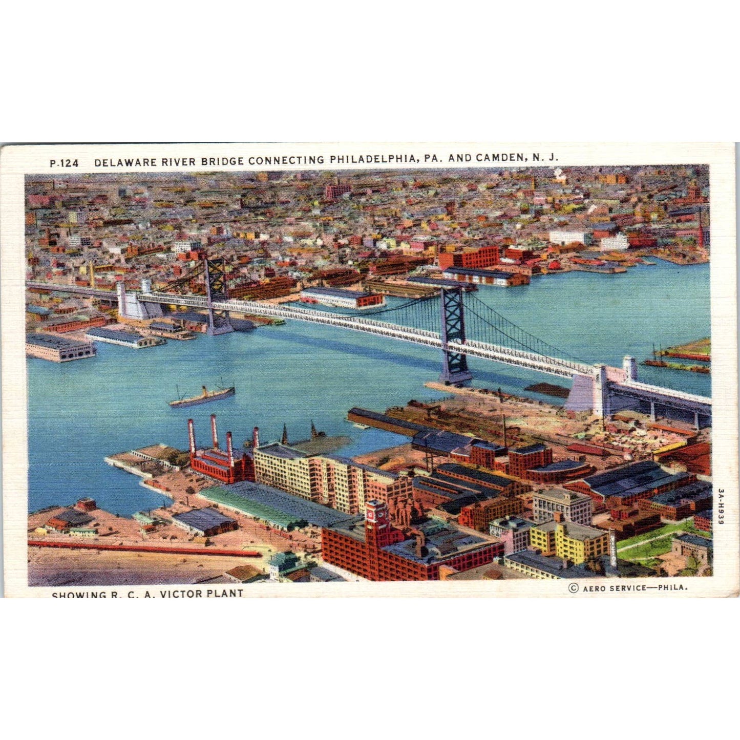 Vtg Postcard C.A. Victor Plant Delaware River Bridge Philadelphia Camden TI1-1