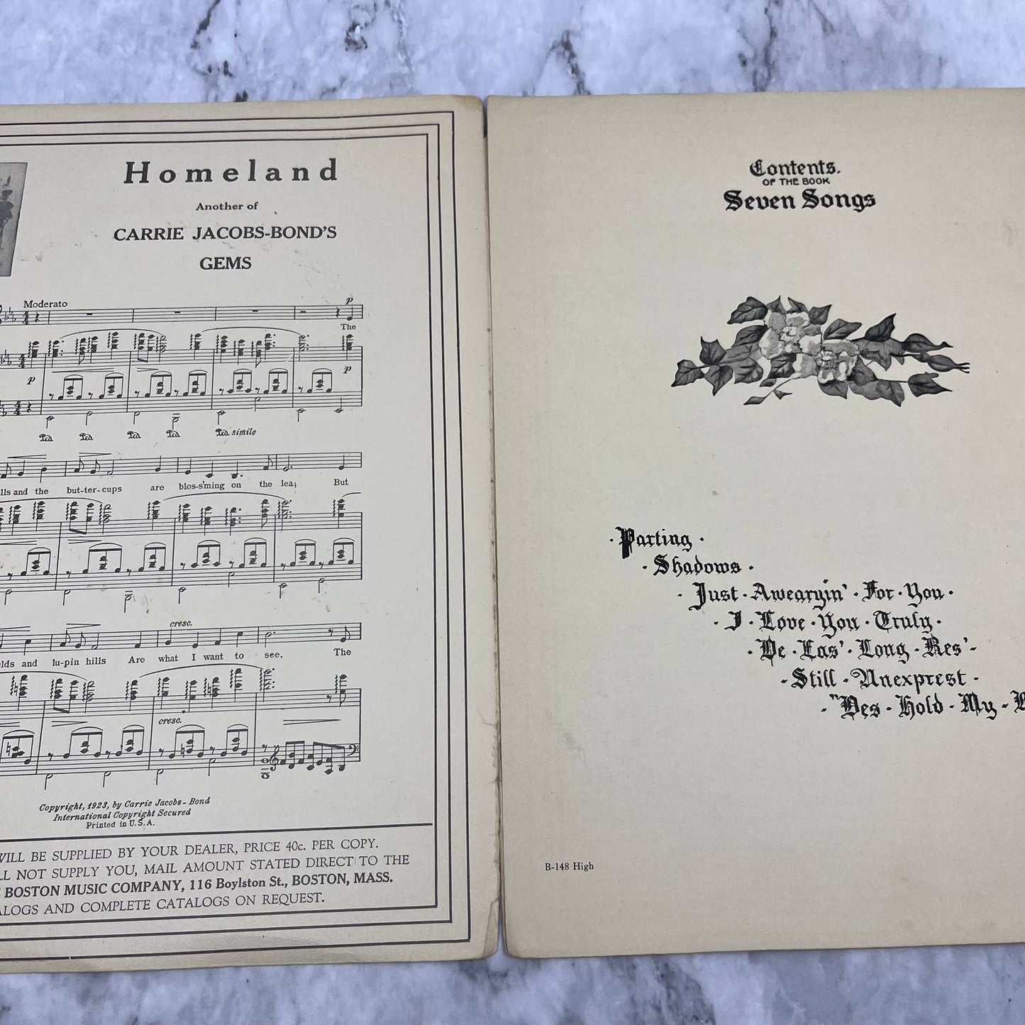 I Love You Truly Vtg Sheet Music From Seven Songs Carrie Jacobs Bond TH1-2