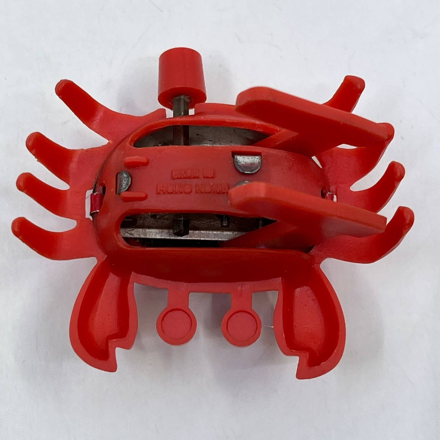 1970s Wind Up Toy Happy Crab Tin Litho & Plastic Hong Kong WORKS 2" TH7