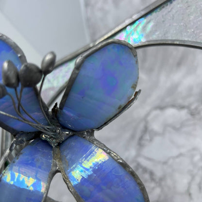 Vintage Stained Glass Sun Catcher 3D Hummingbird and Flowers 10.5” TA9