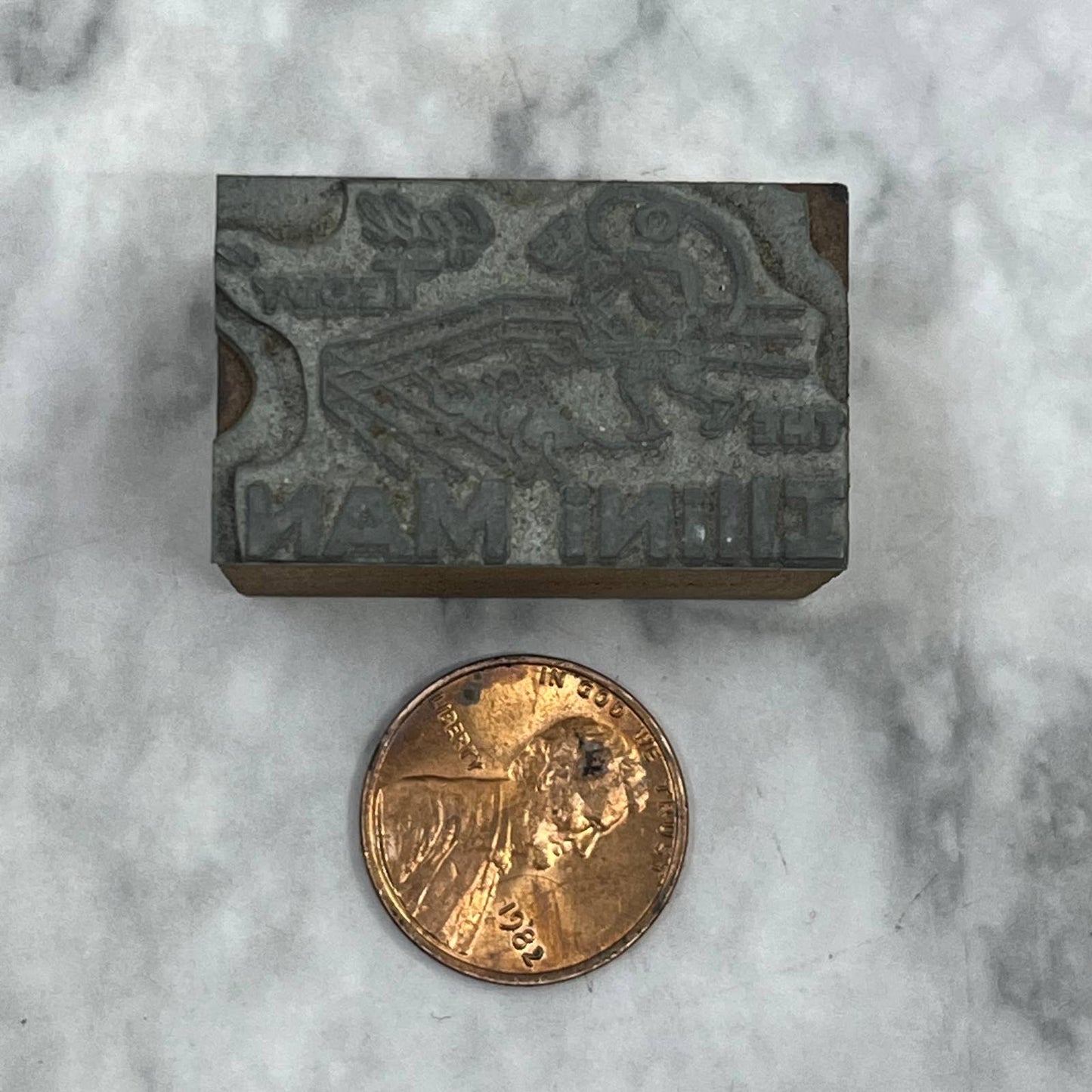 Vintage Letterpress Printers Block Plate Teddy The Illini Man Exterminator TJ55