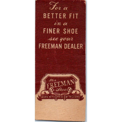 Freeman Shoes Indins Men's Wear Kansas City MO Advertising Matchbook SA9-M4