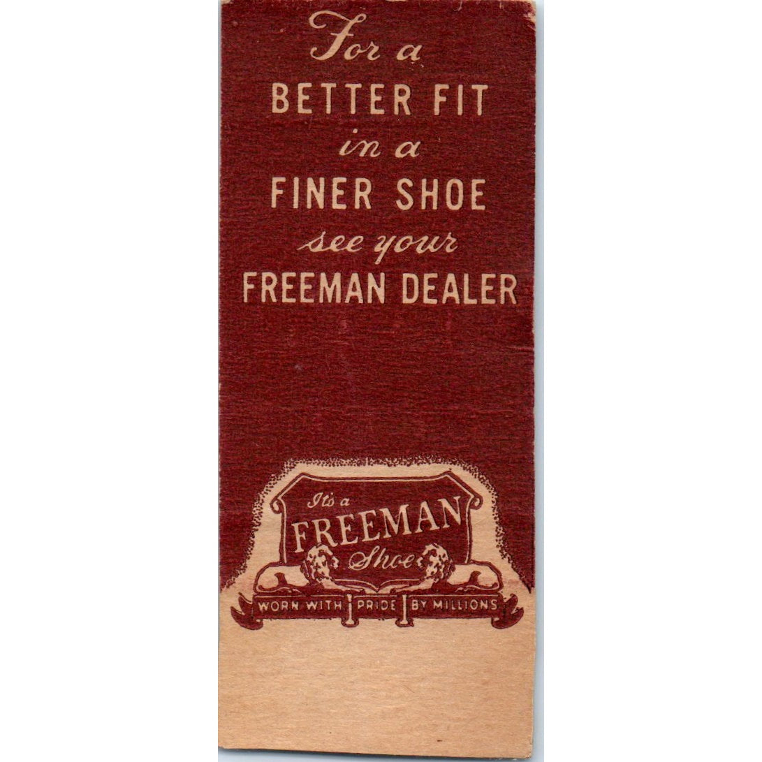 Freeman Shoes Indins Men's Wear Kansas City MO Advertising Matchbook MM9-4
