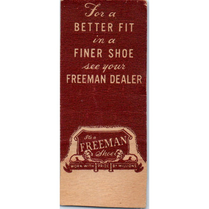 Freeman Shoes Indins Men's Wear Kansas City MO Advertising Matchbook MM9-4