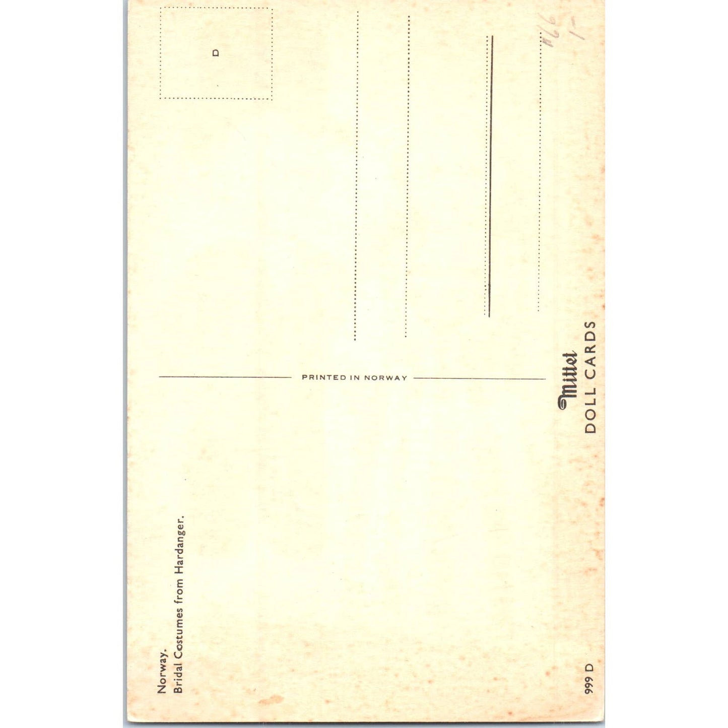 Norway Bridal Costumes Mittet Dolls Original Postcard TK1-P13