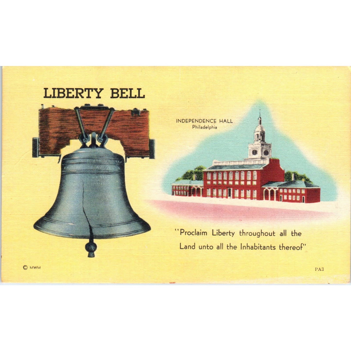 Vintage Postcard Liberty Bell at Independence Hall PA TD8-P2