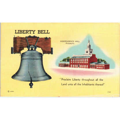 Vintage Postcard Liberty Bell at Independence Hall PA TD8-P2