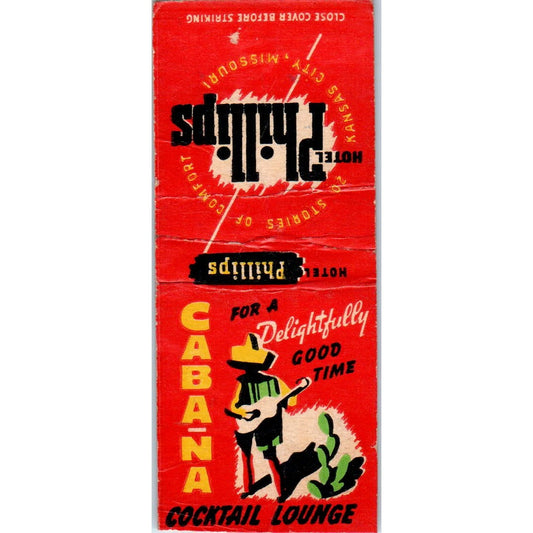 Cabana Cocktail Lounge Kansas City MO Advertising Matchbook Cover MM9-5