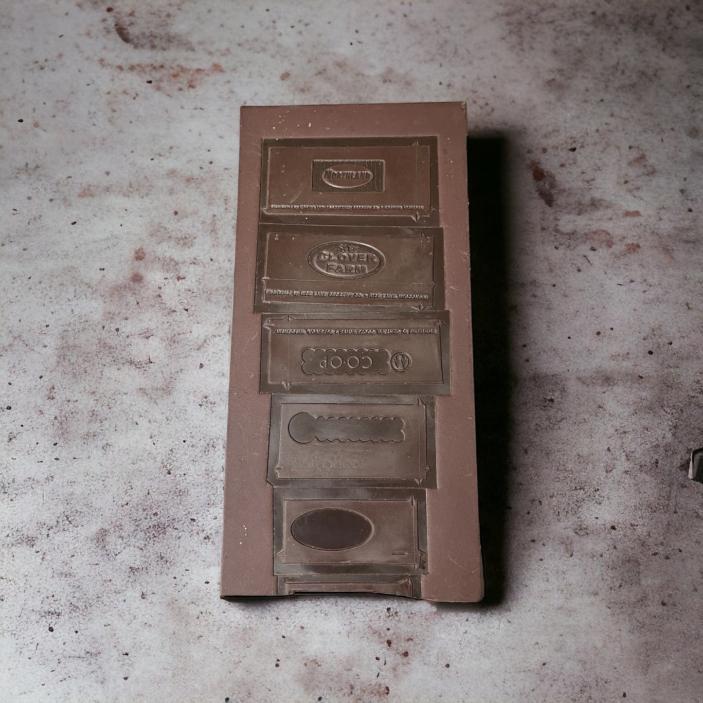 Vintage Newspaper Ad Printing Plate Flong Superior, Rice lake WI Norway MI TC9-2