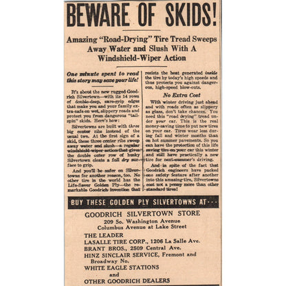 1935 Minneapolis Journal Newspaper Ad Goodrich Silvertown Golden Ply Tires FL5-3