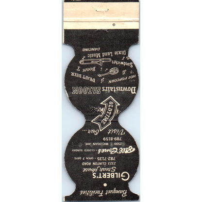 Gilbert's Steakhouse Jackson MI Die Cut Advertising Matchbook Cover SA6-M3