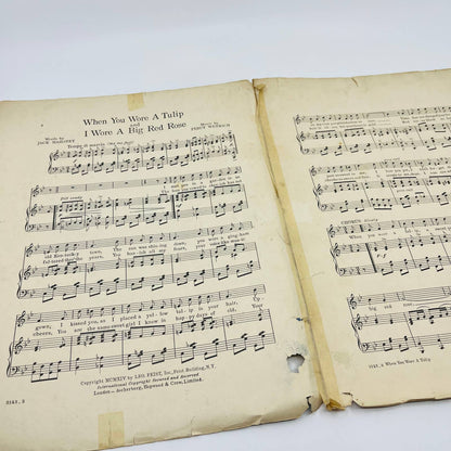 1914 Sheet Music When You Wore a Tulip and I Wore a Big Red Rose M1
