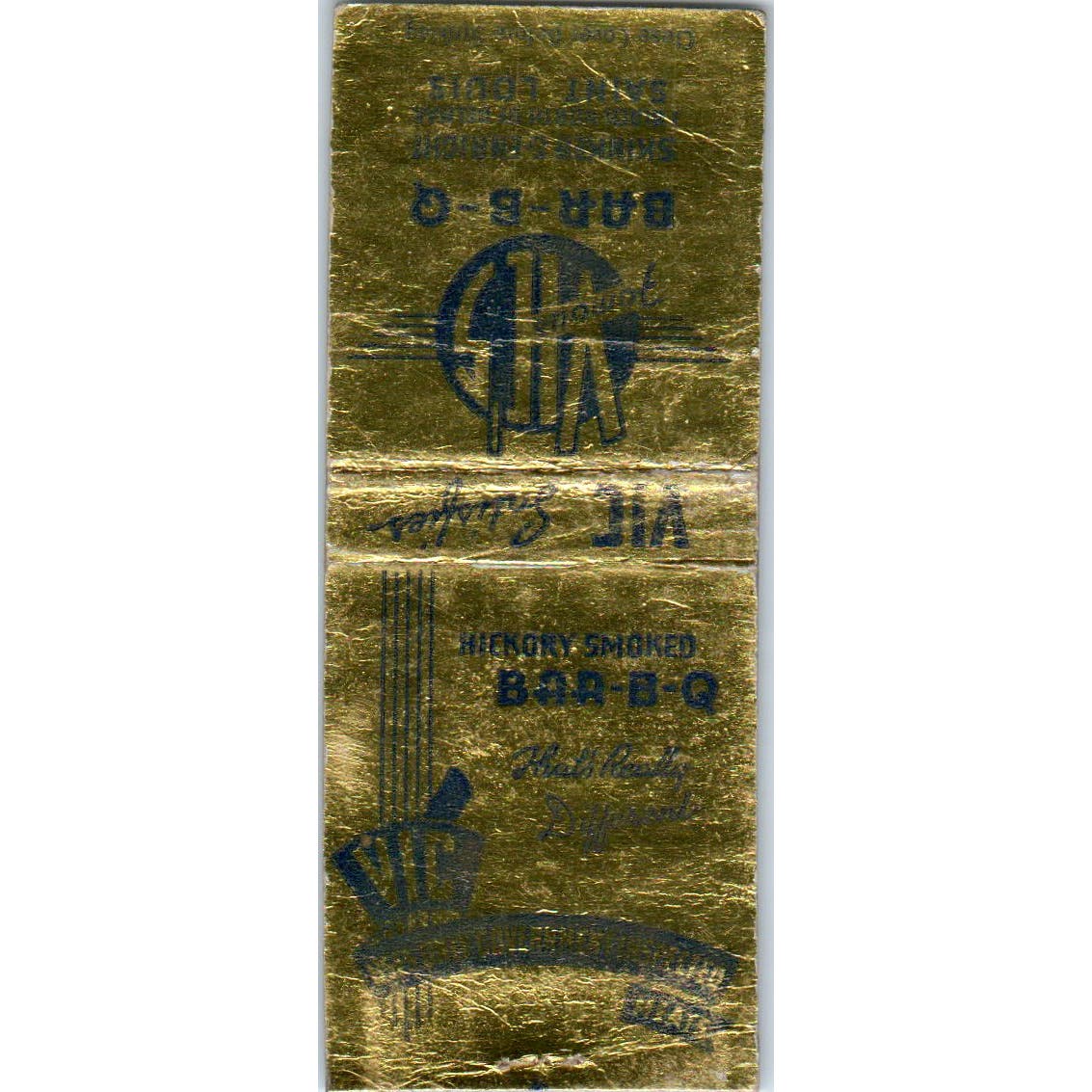 Vic's BBQ Skinker & Enright St. Louis MO Advertising Matchbook Cover SA9-M3