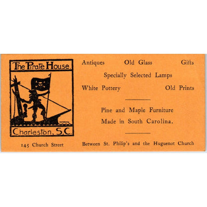 The Pirate House Antiques & Gifts Church St Charleston SC Business Card TJ9-PG7