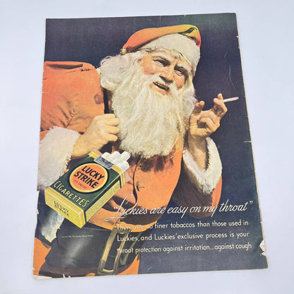 1936 Home Arts Needlecraft Magazine Santa Claus Smoking Lucky Strike Ad TF7