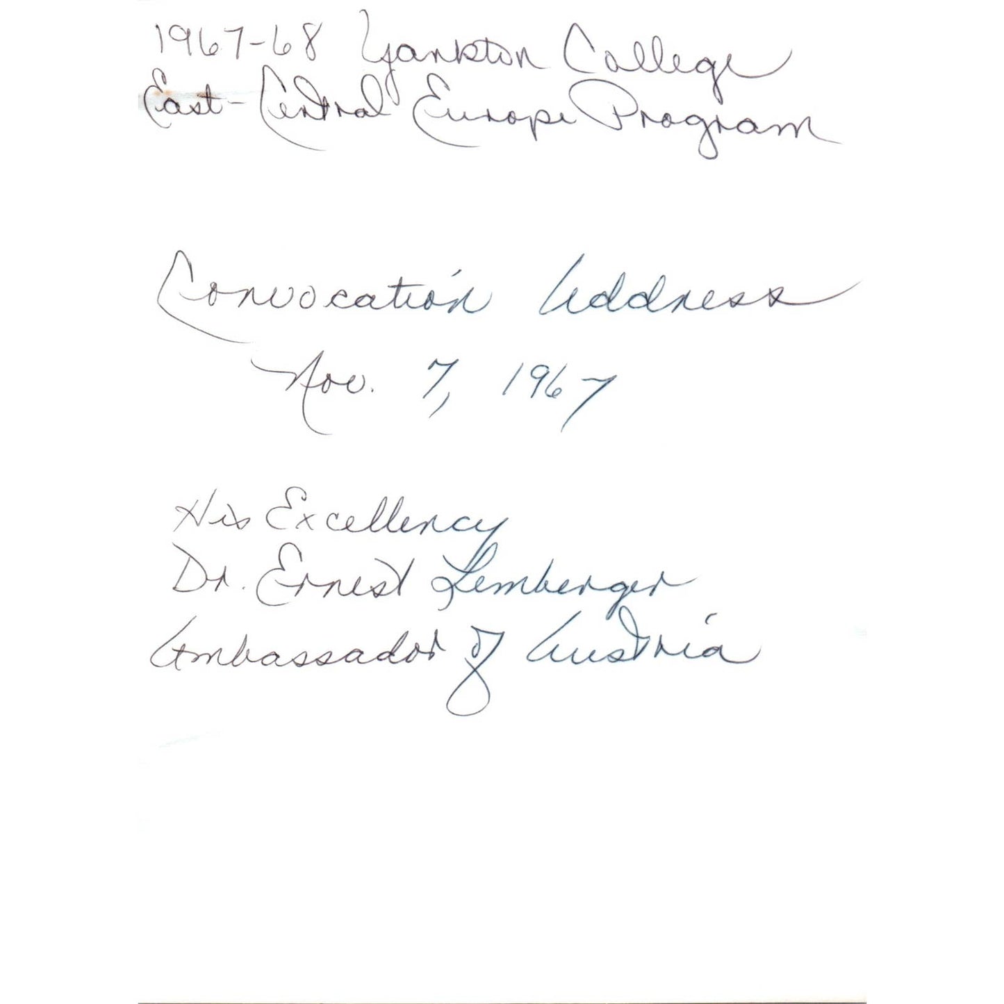 Ernst Lemberger Austria Ambassador Yankton College Convocation 1966 Photo TK1-P5