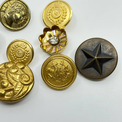 Lot of 9 Vintage Gold Tone Uniform Buttons SC3