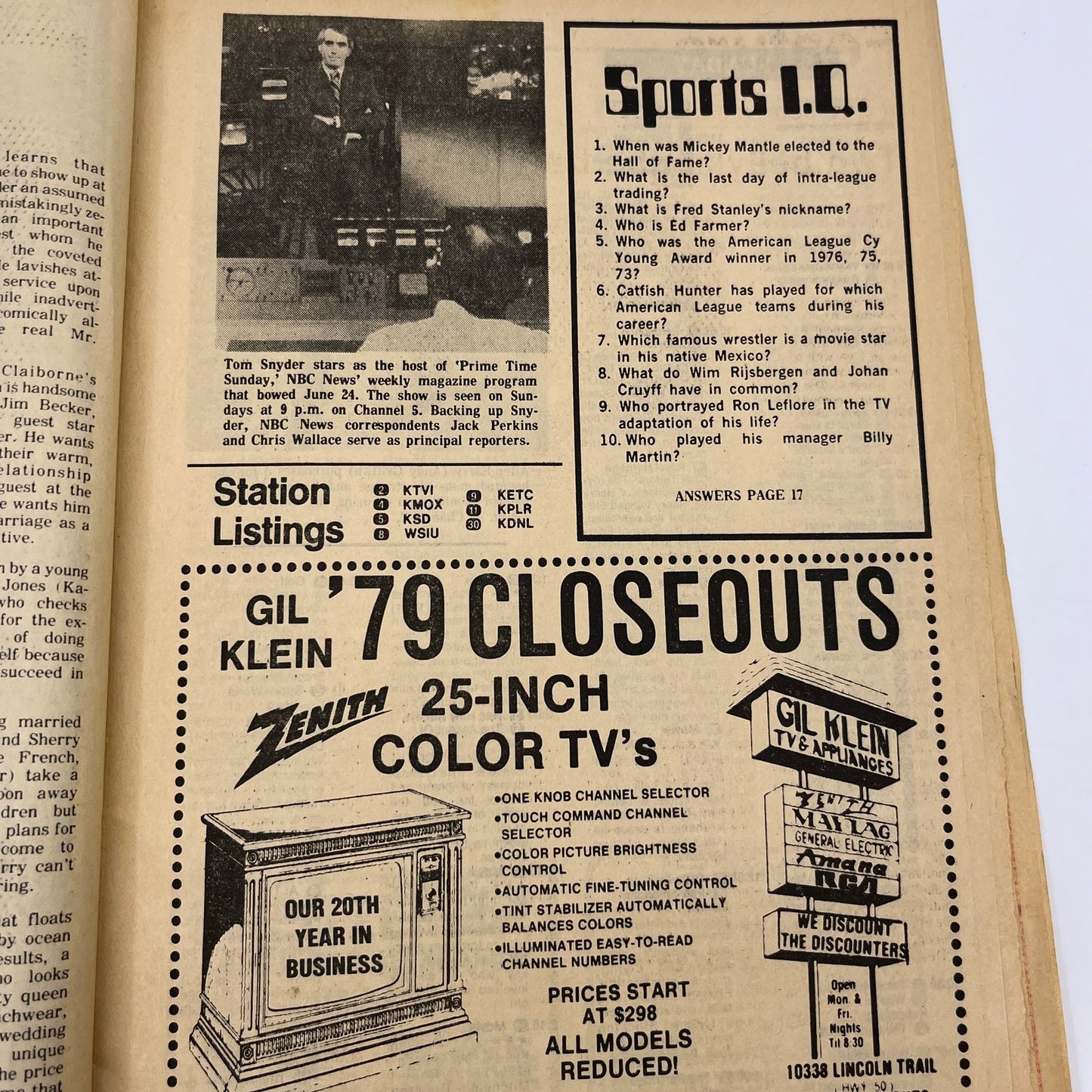 1979 Jul 8 Bellville IL News-Democrat TV Listings Magazine Prime Time Sunday A18