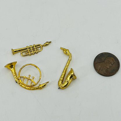 VTG Celluloid Tiny Brass Instrument Charms Trumpet Saxophone French Horn 1” SB1