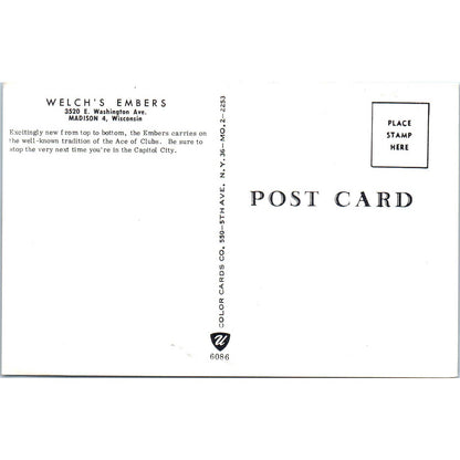 Welch's Embers Madison Wisconsin Original Postcard TJ9-P3