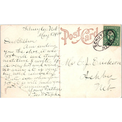 Wells Abbott Nieman Flour Mill Schuyler NE 1924 - Original Postcard TJ7-RP3