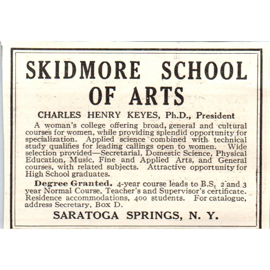 c1920 Harper's Ad Skidmore School of Arts Saratoga Springs Charles H Keyes EA3-1