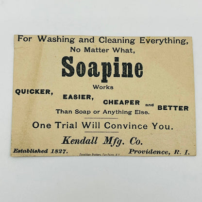 1880s Victorian Trade Card Soapine Soap Providence RI Blowing Bubbles AA2