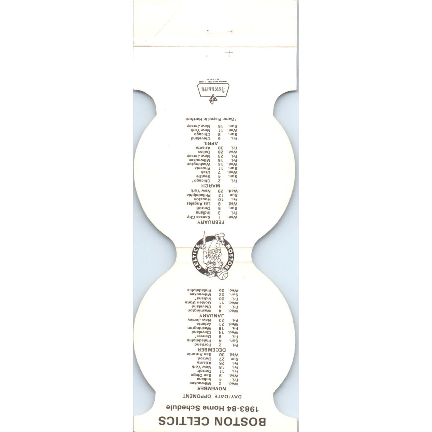 1984 Boston Celtics NBA Schedule Matchbook Cover SA6-M4
