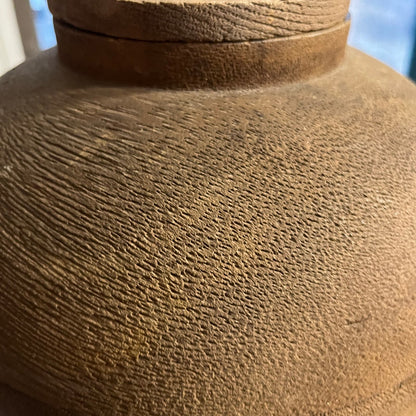 Large 18" Handmade Solid Wood Urn Vase With Finial Cap