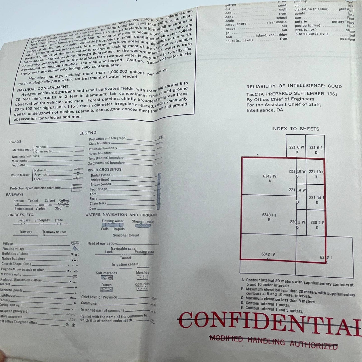 1962 Tactical Commanders' Terrain Analysis SAIGON Area Terrain Analysis Map TF5