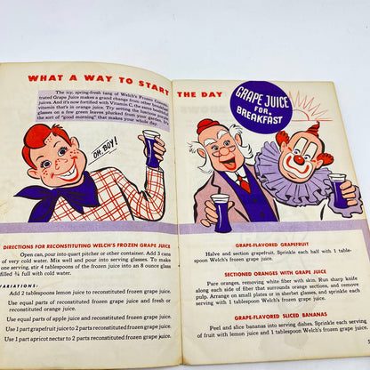 Vintage 1952 Welch's Howdy Doody Premium Cook Book TE5