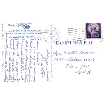 Manning Motel AAA Superior WI 1965 - Postcard TJ8-1