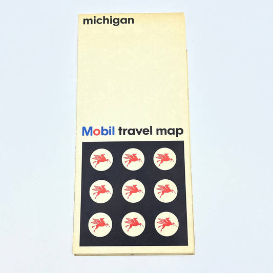 1966 Mobil Gas Travel Map of Michigan & Detroit Area TF5