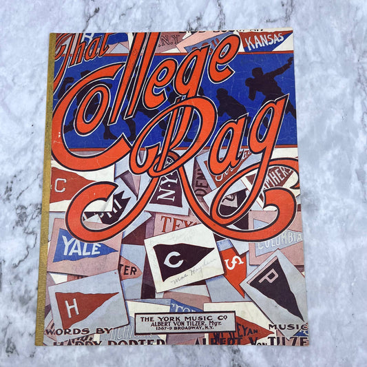 That College Rag - 1911 large sheet music - Ragtime Albert Von Tilzer TH1