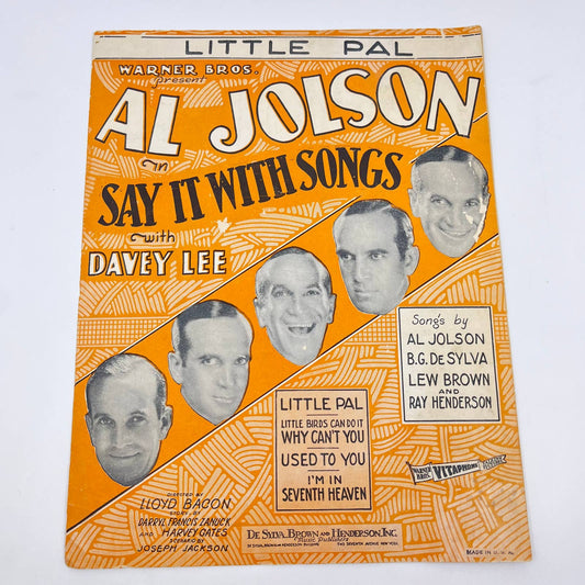 1929 Al Jolson Davey Lee Say it with Songs Little Pal Sheet Music