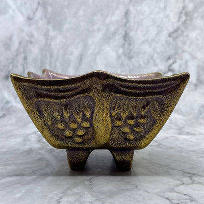 Vintage California USA Pottery Planter Vase 227 Purple and Gold 3x5" TE3